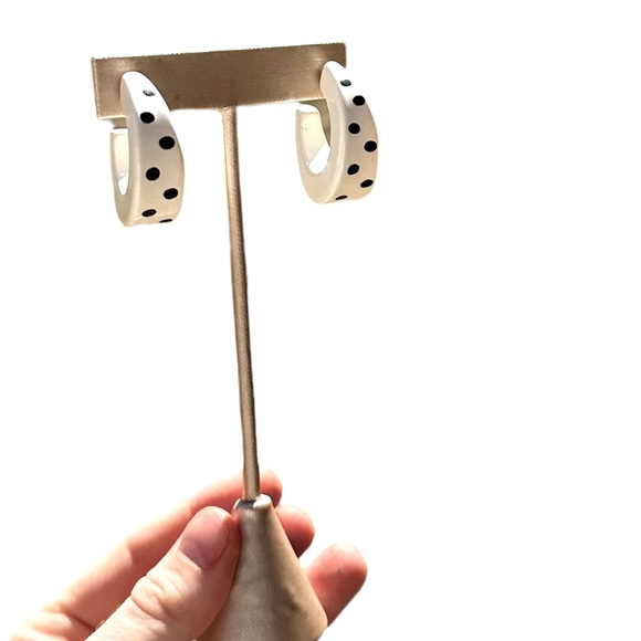 Vintage Jewelry Vtg Retro 8s Polka Dot Hoop Earrings Pin Up Girl